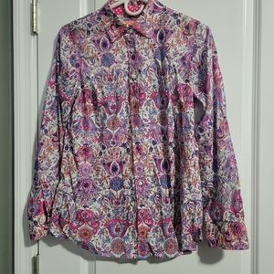 Talbots Women's Multicolor Paisley Button Down Shirt